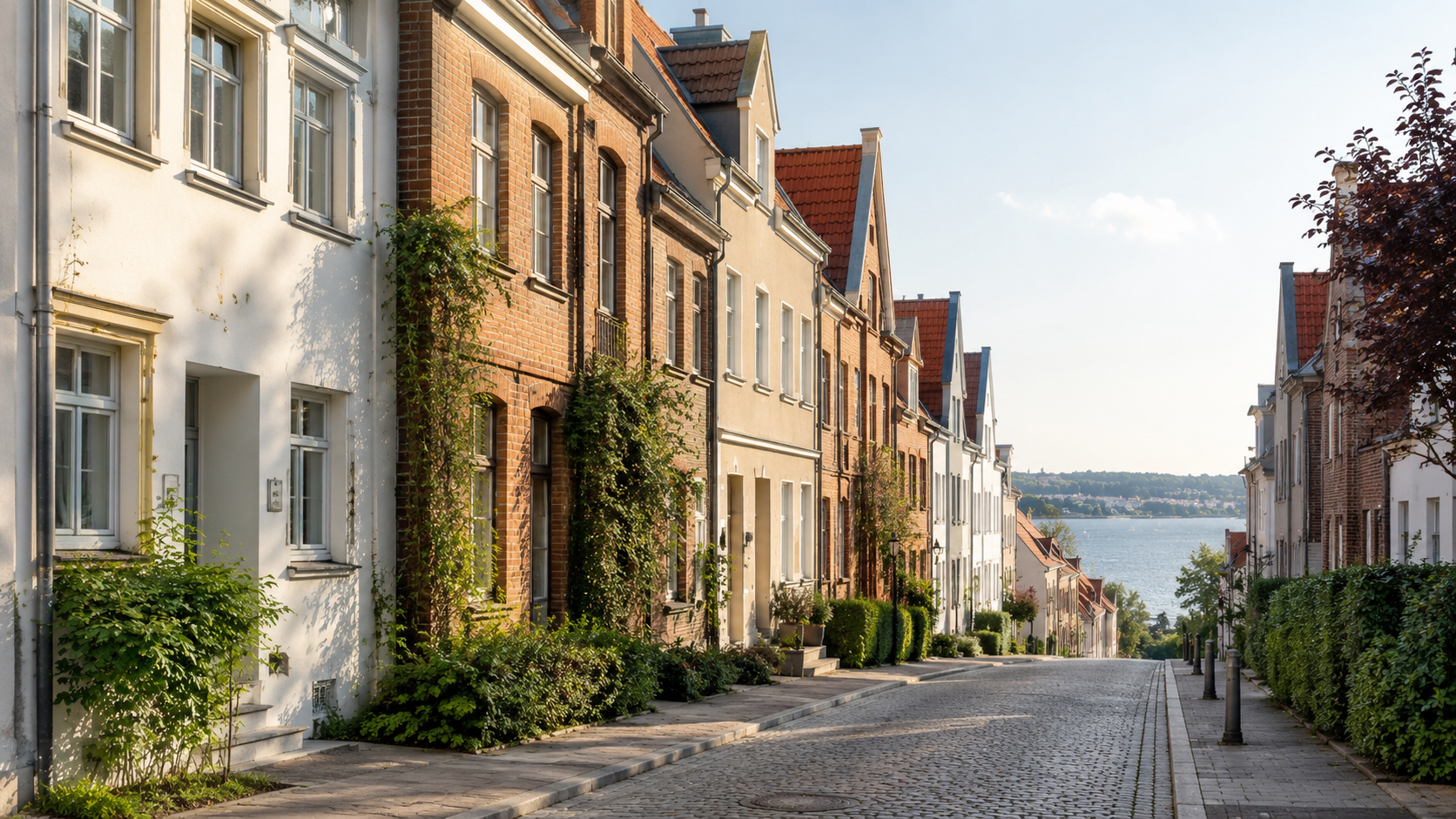 Historische Straße in Flensburgs Altstadt
