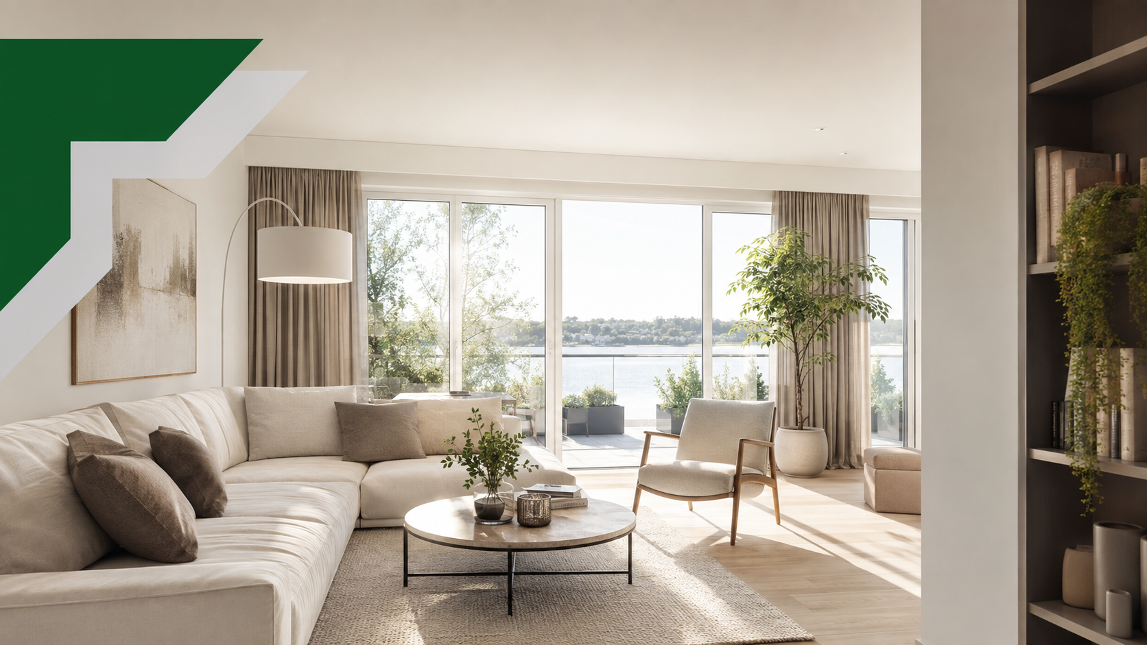 Helles Wohnzimmer mit Meerblick